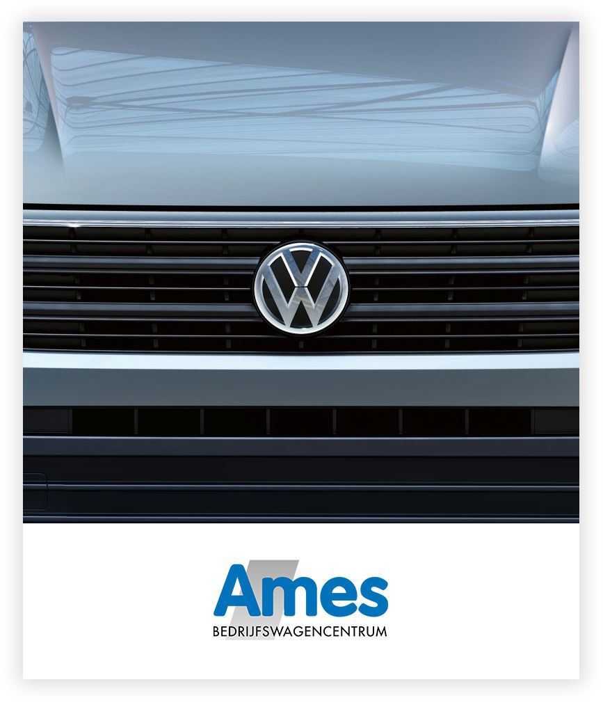 blauwe Volkswagen bedrijfswagens grille met Ames Volkswagen bedrijfswagens logo