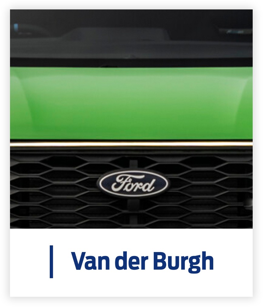 Groene Ford grille met Van der Burgh logo